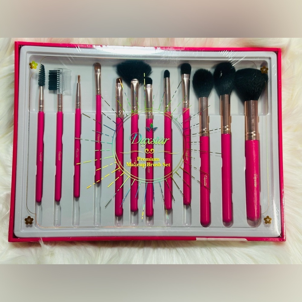 Daxstar Makeup Brush Set - Vibrant Pink 12 pcs